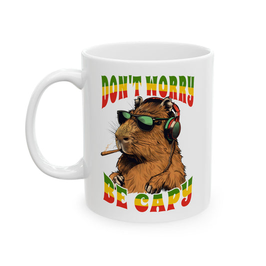 Reggae Capybara Don't Worry Be Capy White Mug