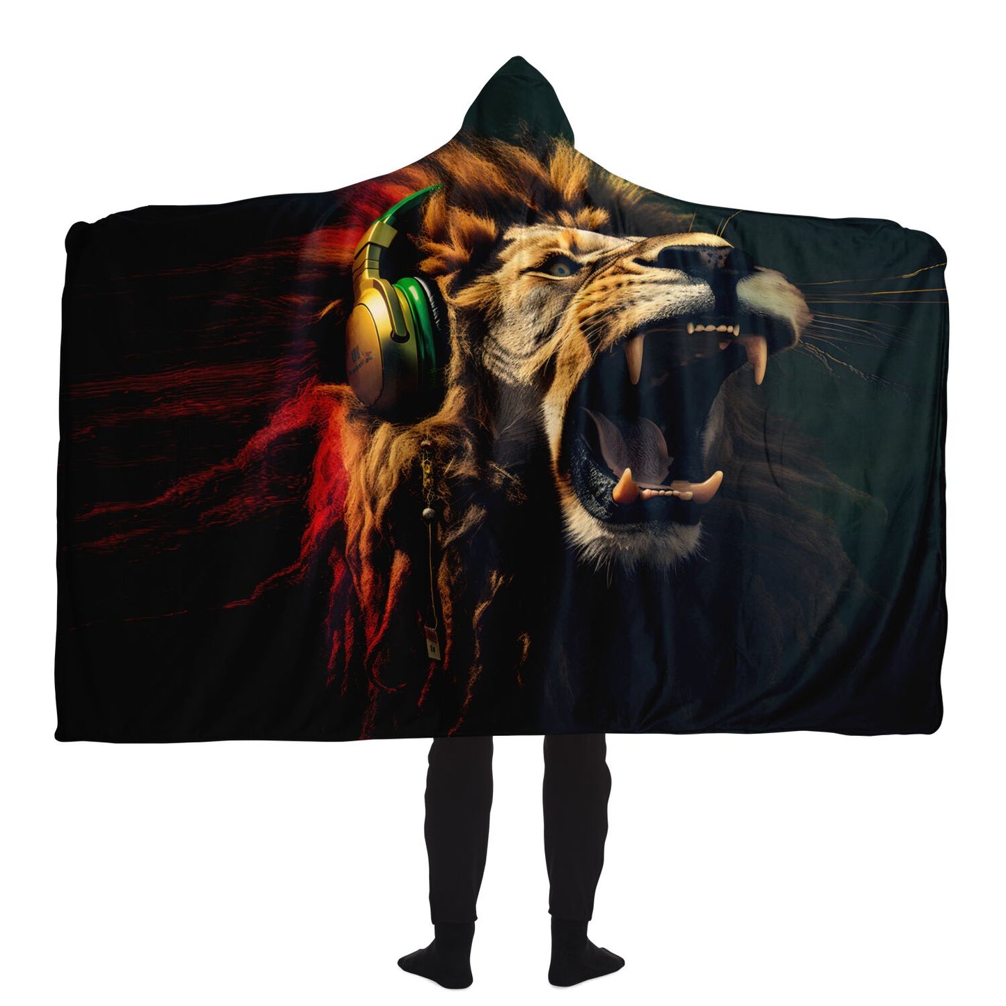 Reggae Music Lion Unisex Hooded Blanket
