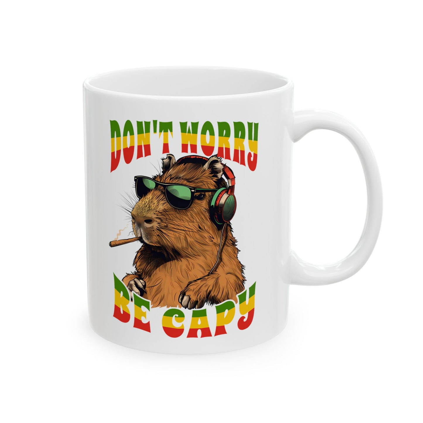 Reggae Capybara Don't Worry Be Capy White Mug