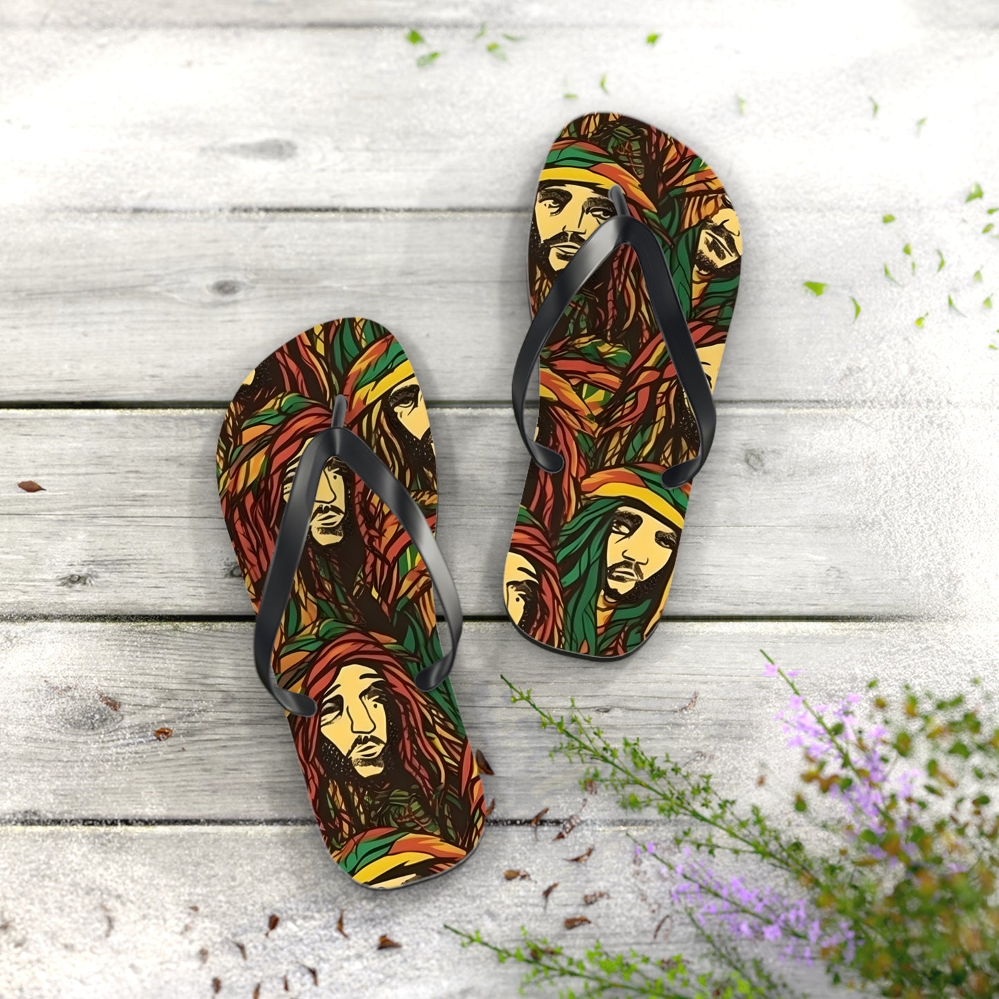 Rasta Man Flip Flops