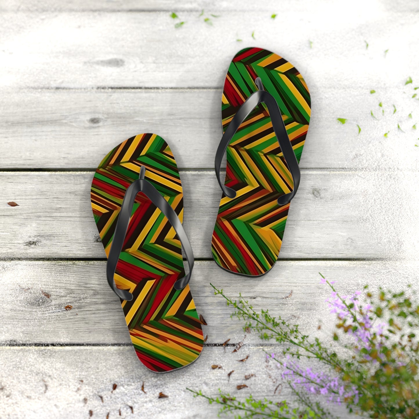 Reggae African Art Flip Flops