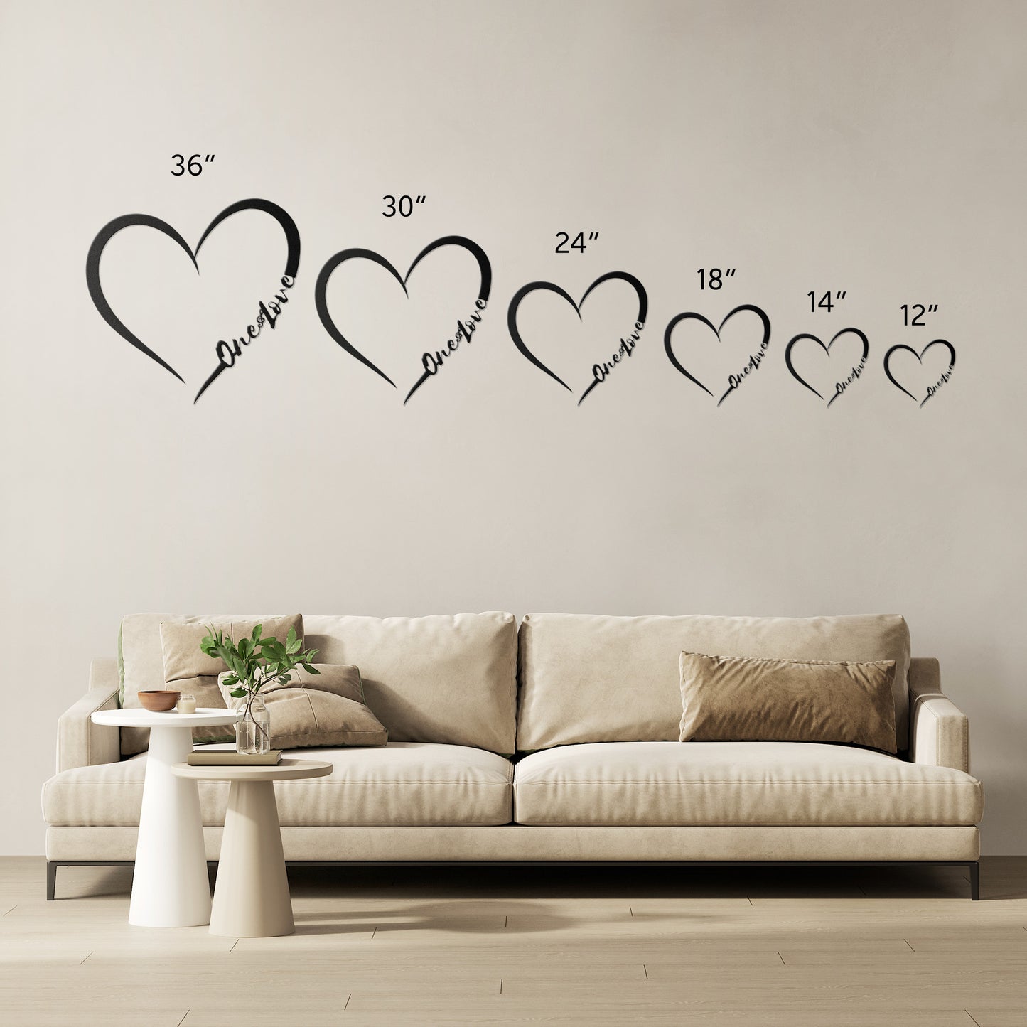 One Love Heart Metal Wall Art