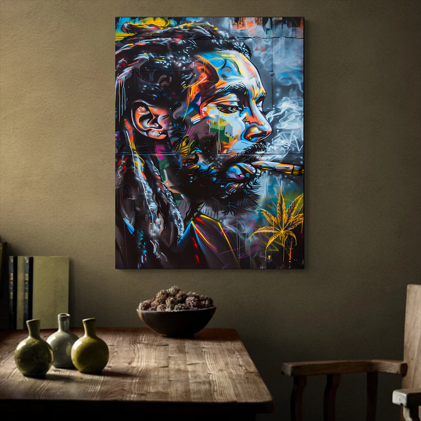 Rastaman Plant Art Canva Wall Art