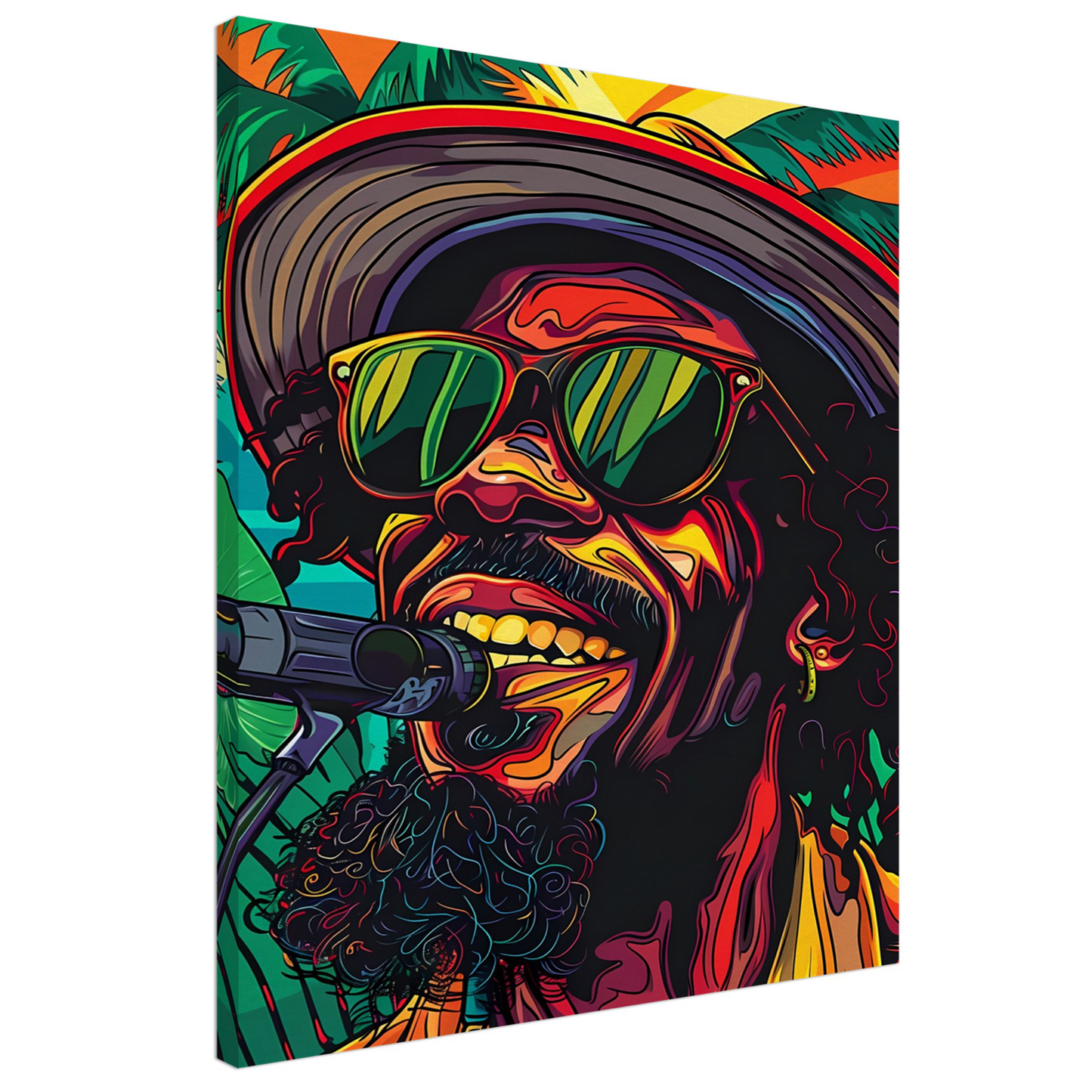 Happy Rastaman Singing Canva Wall Art