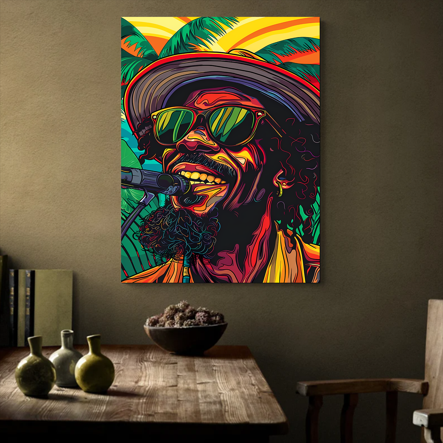 Happy Rastaman Singing Canva Wall Art