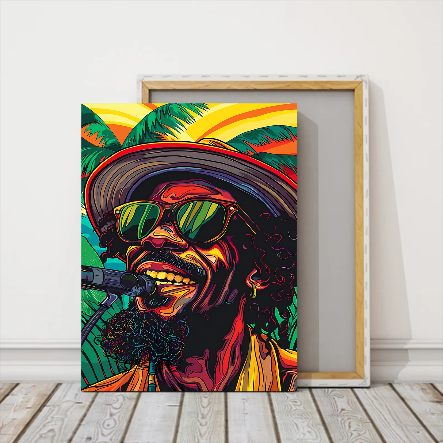 Happy Rastaman Singing Canva Wall Art