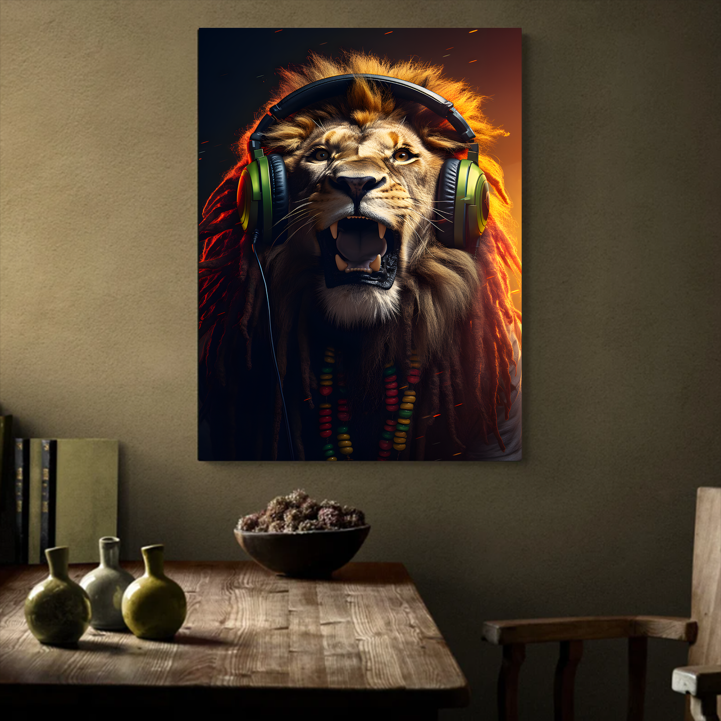 Reggae Music Lion Canva Wall Art