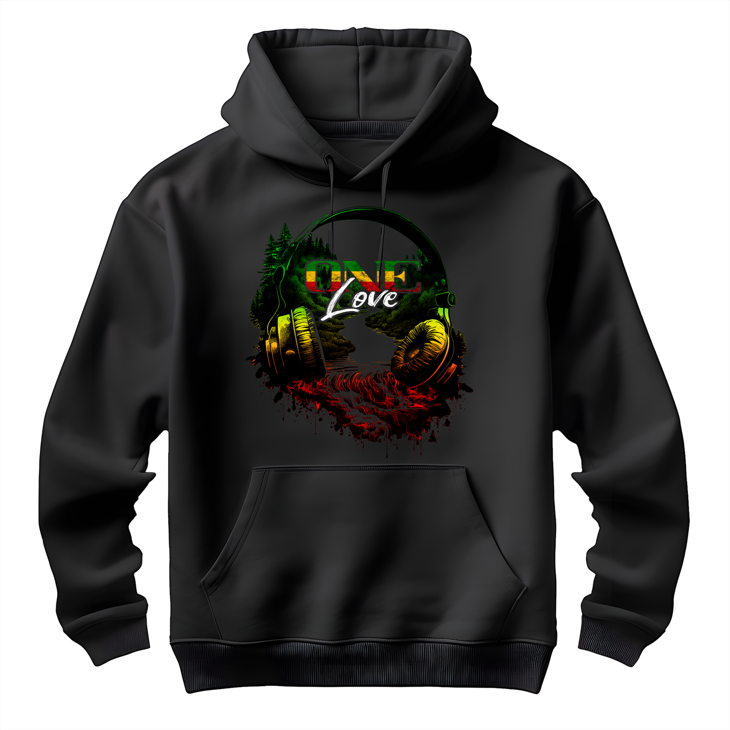 Reggae Music Headphones One Love Hoodie