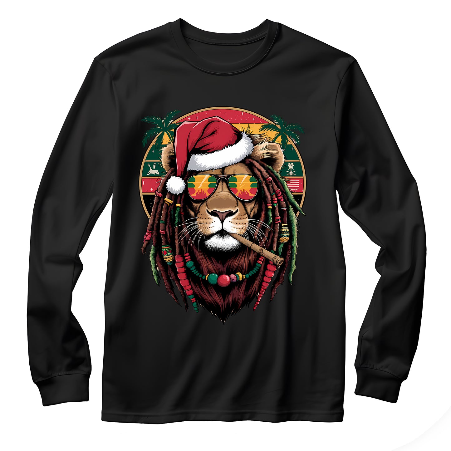 Christmas Rasta Lion Long Sleeve