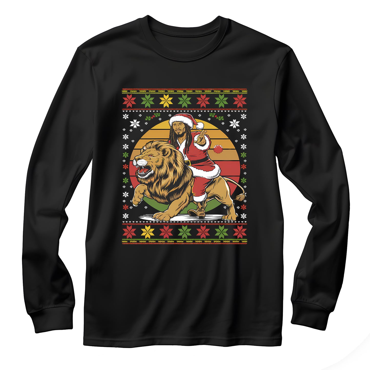 Rasta Man Lion Ugly Christmas Long Sleeve