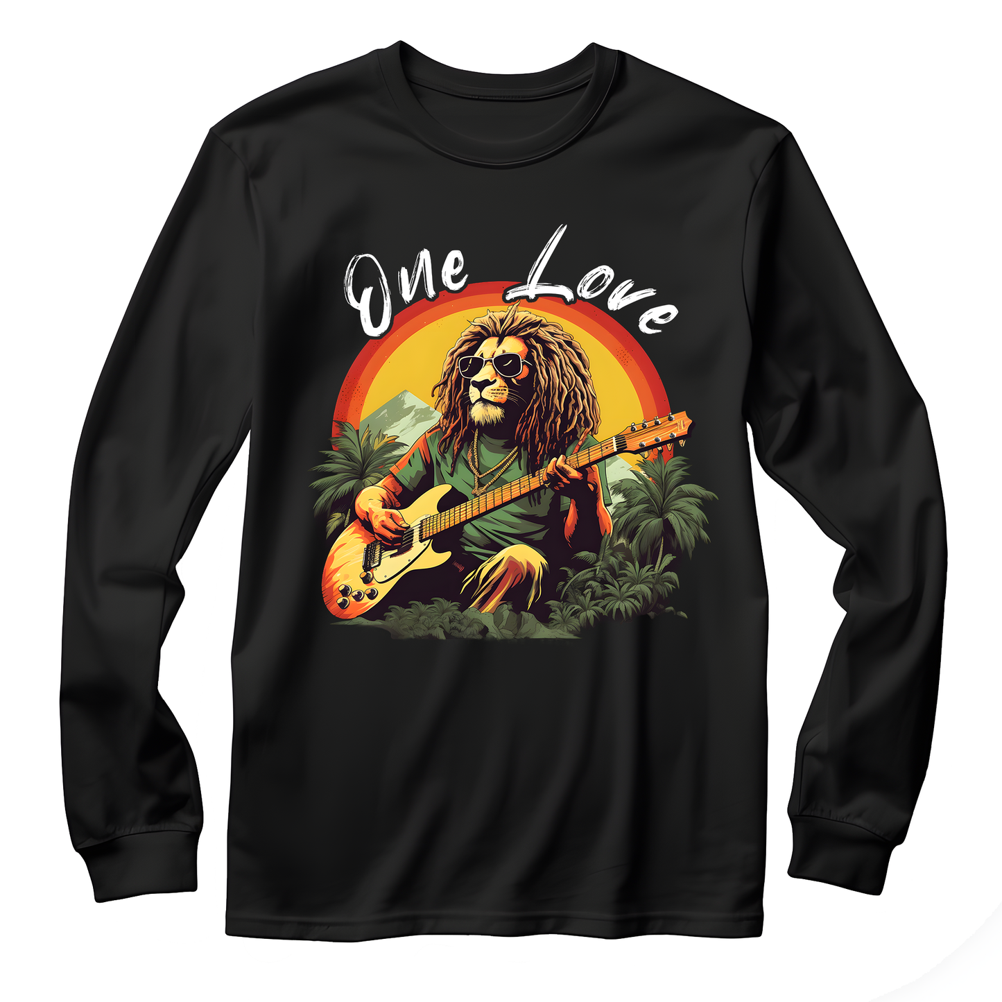 Reggae Music Lion Guitarist Long Sleeve