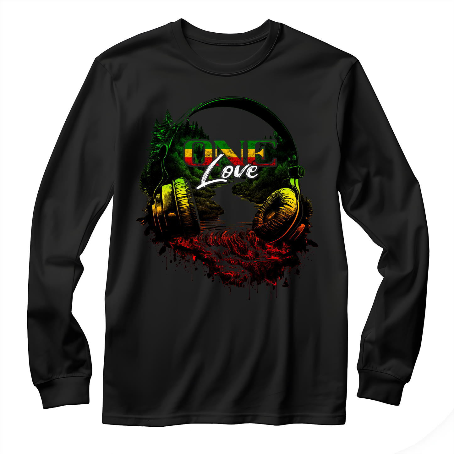 Reggae Music Headphones One Love Long Sleeve