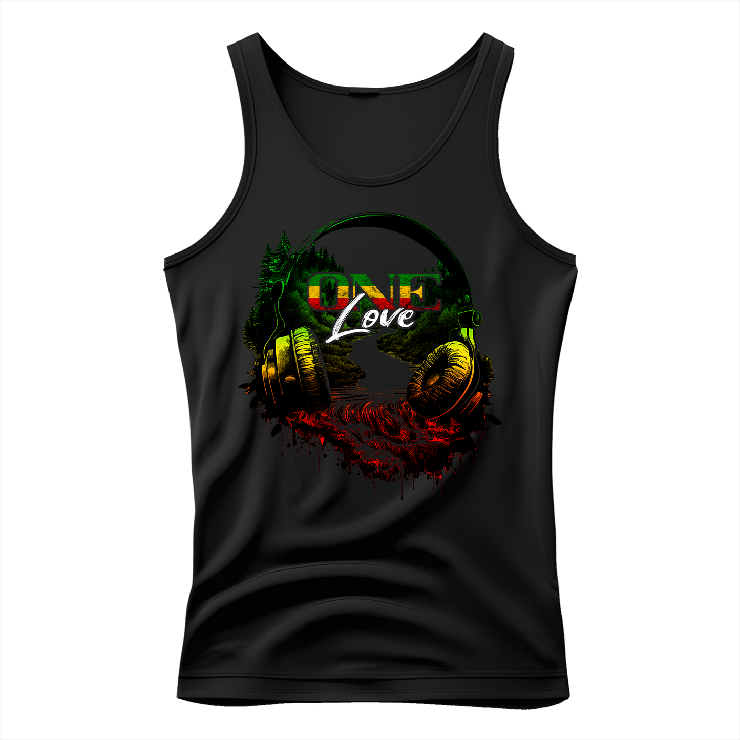 Reggae Music Headphones One Love Tank Top