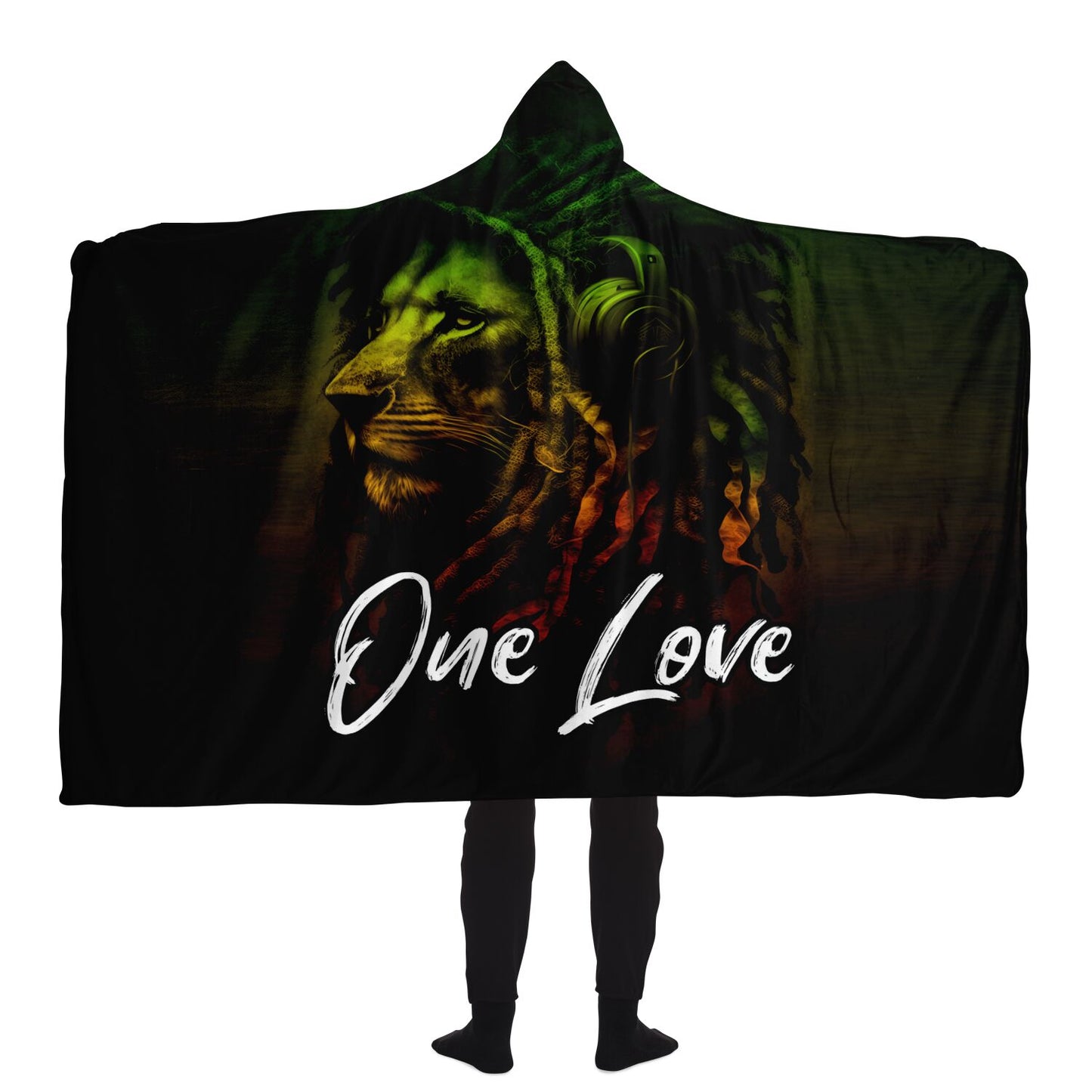 Reggae One Love Lion Unisex Hooded Blanket